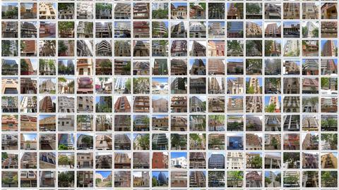 A grid of photographs of city home exteriors in Spain.