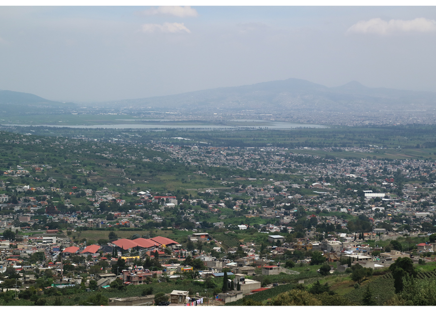 View of city on a hill.